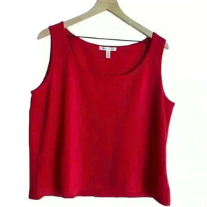 ST. JOHN Santana Knit Wool Blend Scoop Neck Red‎ Tank Top